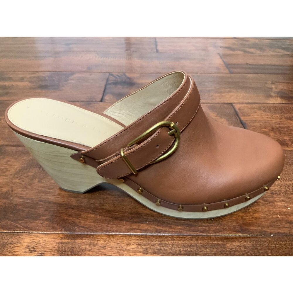 Veronica Beard Brown Leather Studded Hendrix Clogs Mules New! $395 Size 9.5
